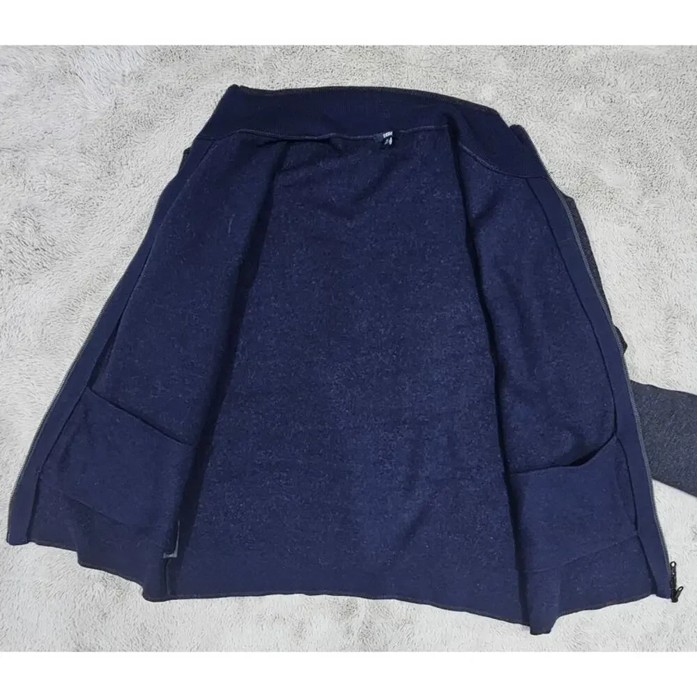 Benson 100% Wool Cardigan Sweater Navy Rib Knit Full Zip Preppy Sz XL - Picture 6 of 9